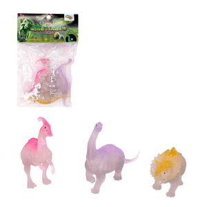 7605 KIT DINOSSAUROS PVC FLORESCENTE WORLD LIGHTEN HERBIVOROS 3 PCS WELLKIDS